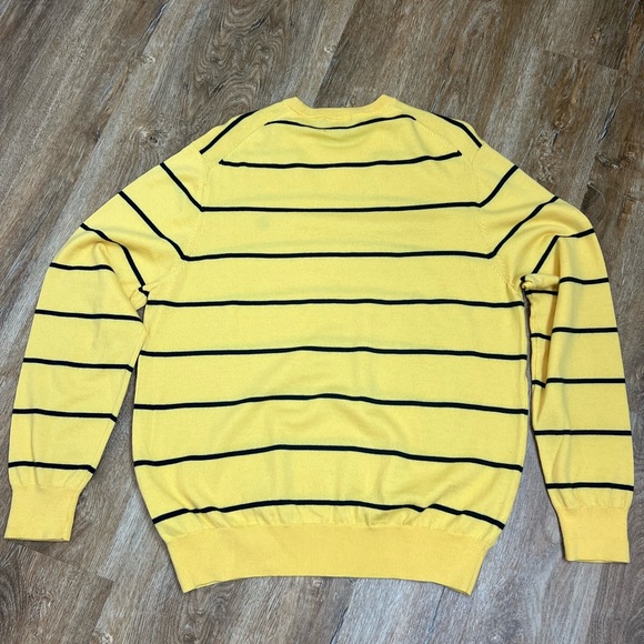 346 Brooks Brothers V-Neck Merino Wool Sweater Sz XL Yellow Navy Blue Stripe - Picture 2 of 12